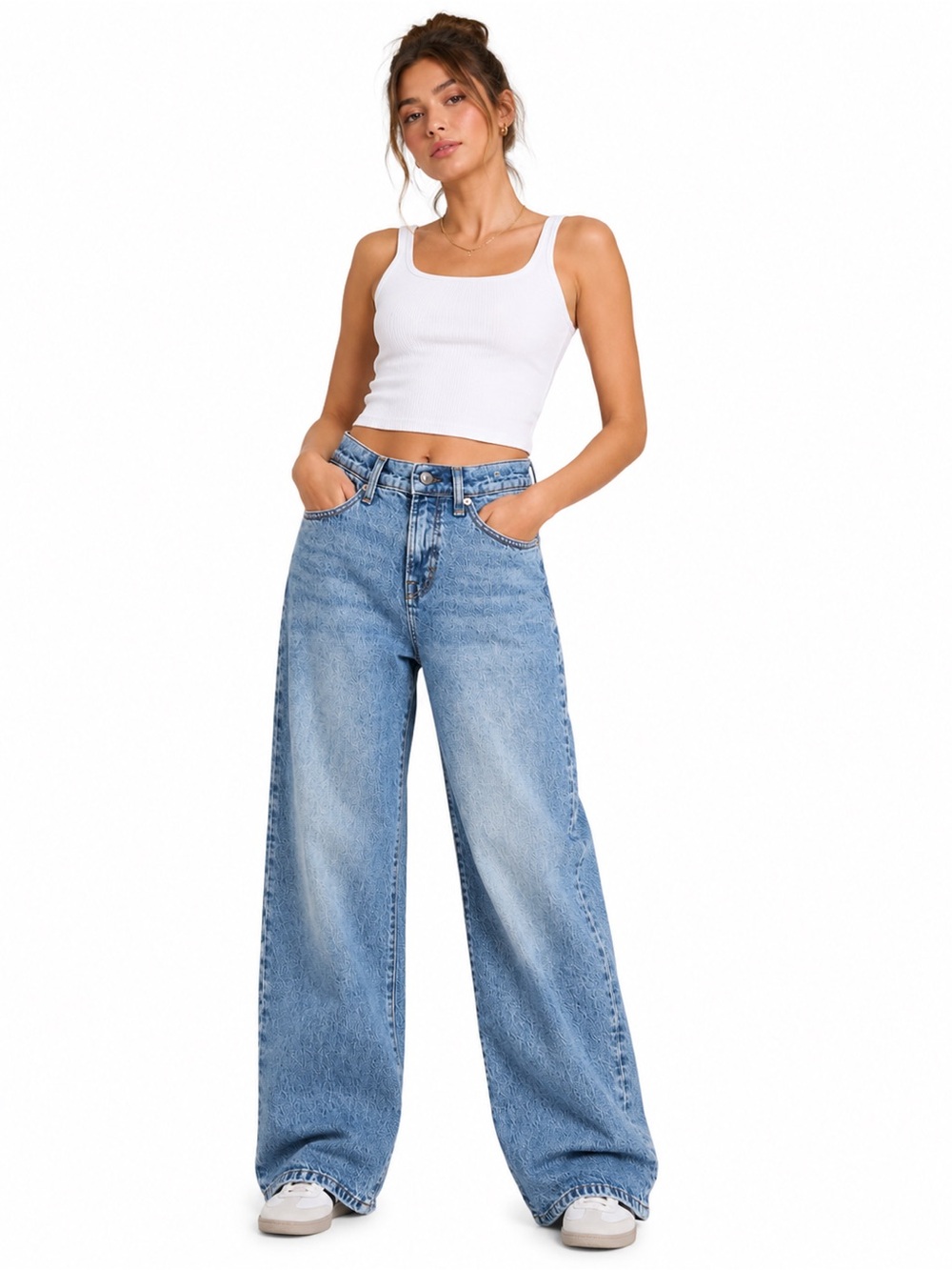 Madewell The Perfect Vintage Wide Leg Jeans 26P Light Wash High Rise Cropped